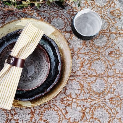 Set of 4 Napkins with Stripe Pattern in Rose
