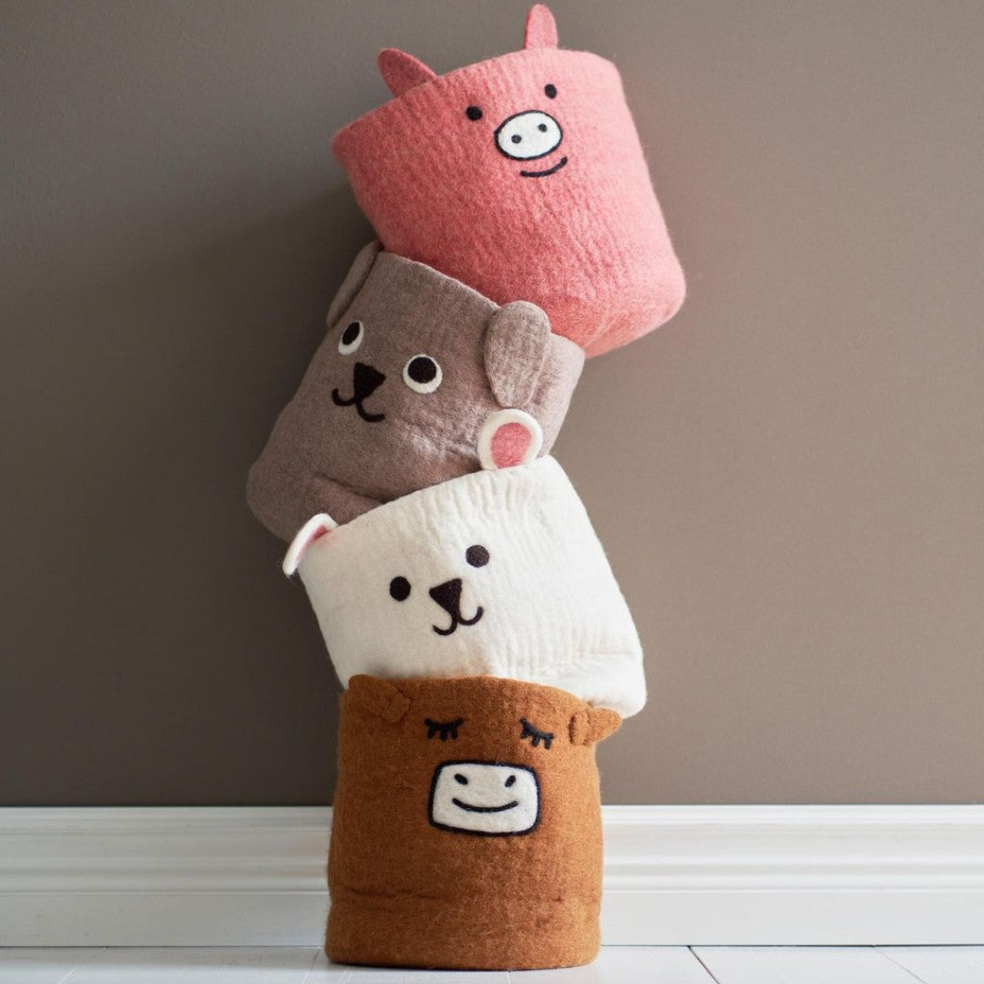 Felted Rabbit Wool Basket