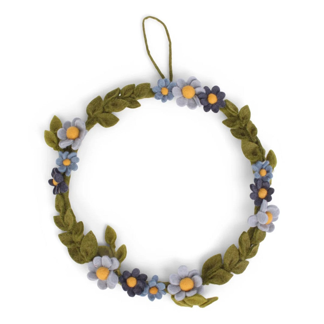 Felt Spring Anemone Wreath in Blue
