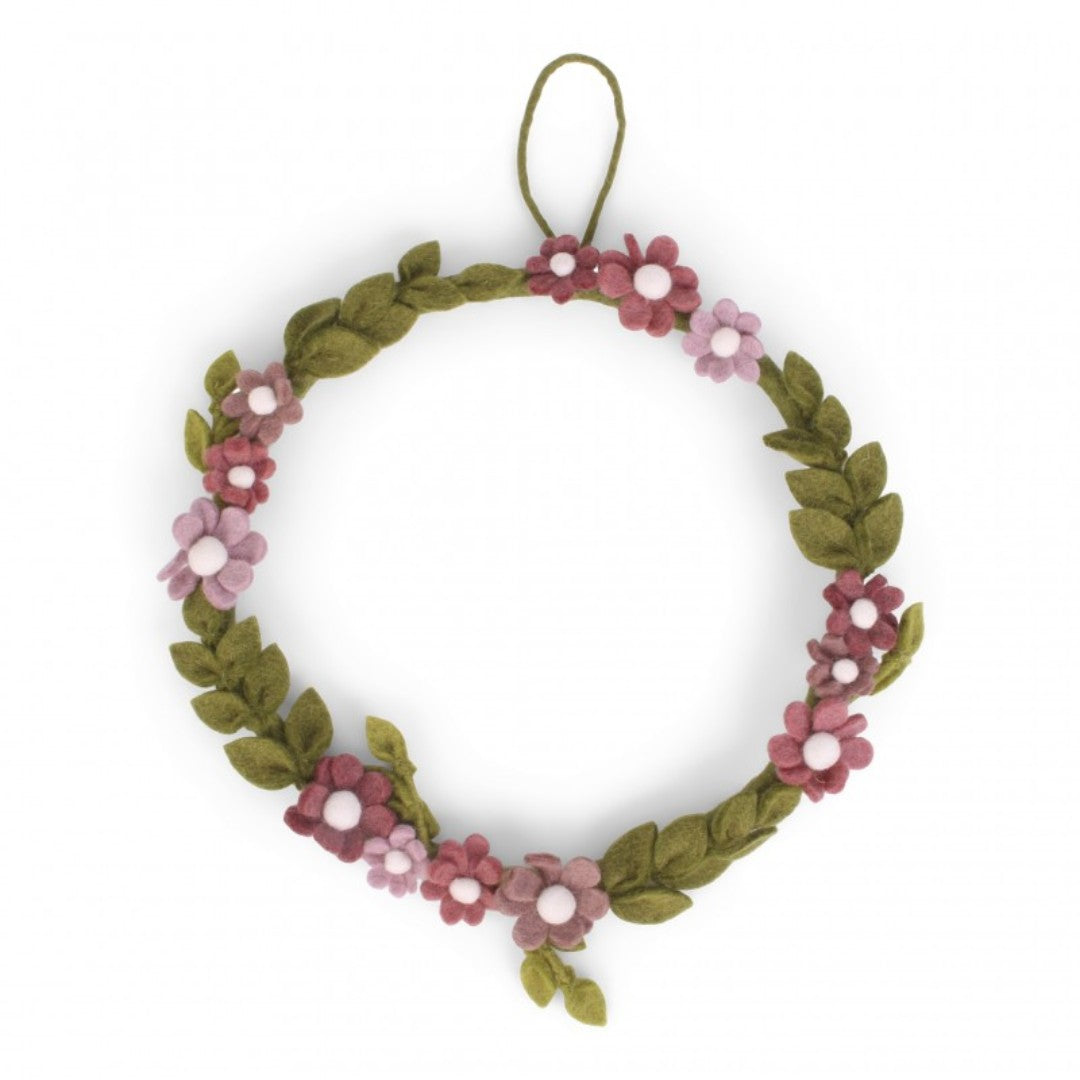 Felt Spring Anemone Wreath in Dusty Rose