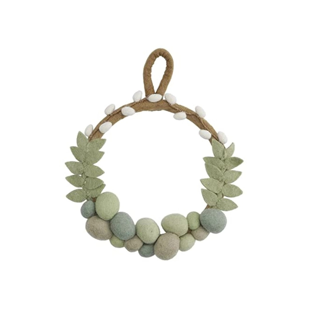Felt Spring Egg Wreath in Green