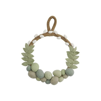 Felt Spring Egg Wreath in Green