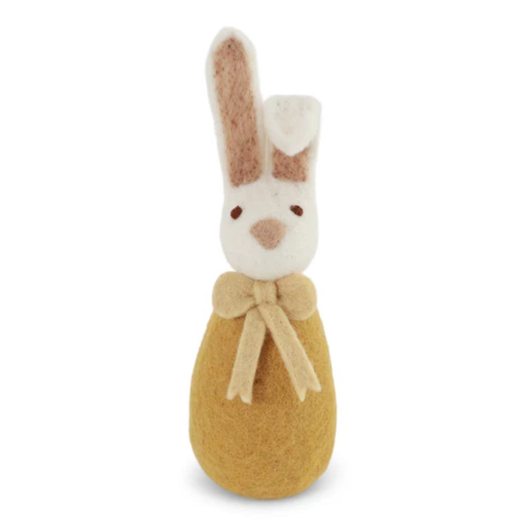 Felt Bunny in Ochre with Pale Yellow Bow