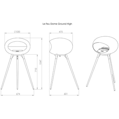 White Tripod High Soaptreated Oak Legs with Steel Burner