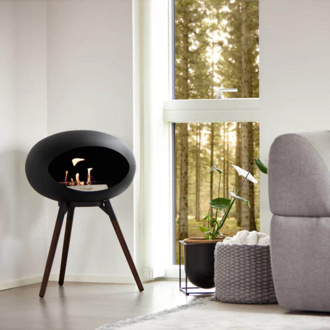 Black Tripod Low Smoked Oak Legs with Rosegold Burner