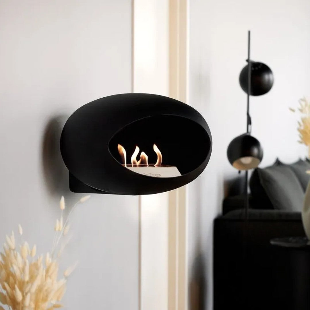 Black Wall with Steel Burner