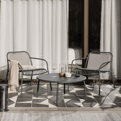 Outdoor Wire Arm Chair in Granite Grey with Seat Rest