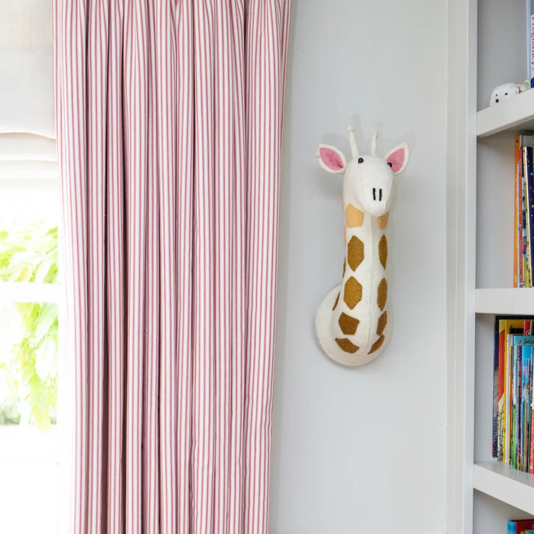 Medium Felt Head White Giraffe with Tonal Spots