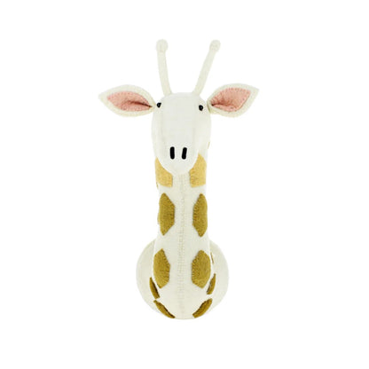 Medium Felt Head White Giraffe with Tonal Spots