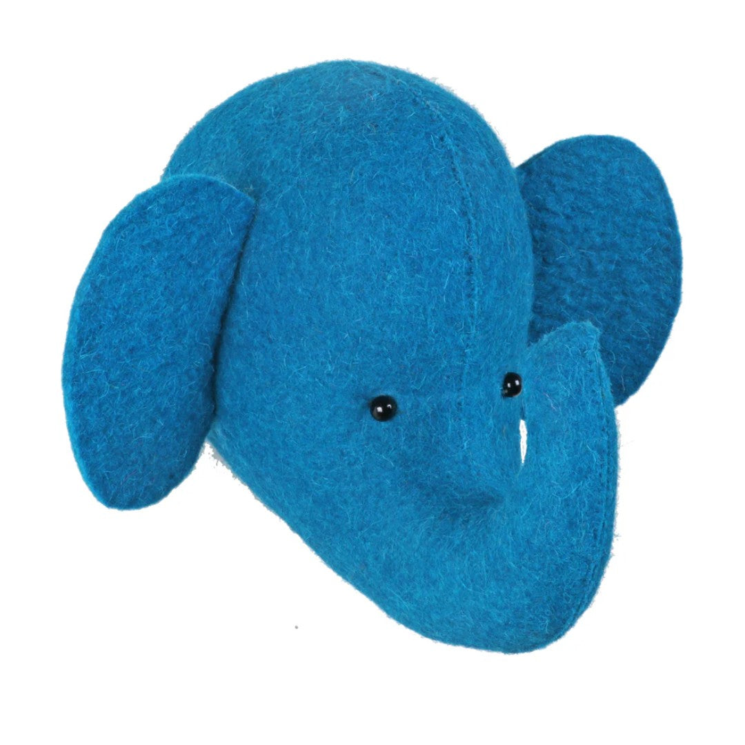 Mini Felt Head Blue Elephant