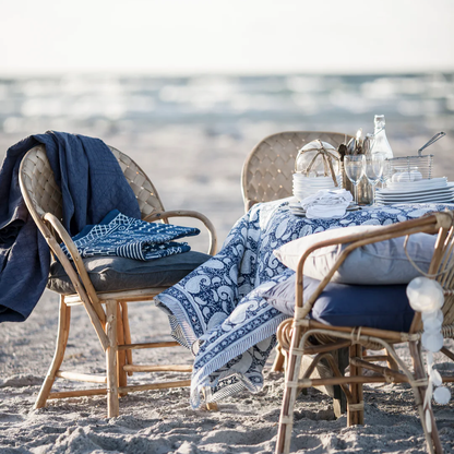 Navy Big Paisley Tablecloth in 2 Sizes