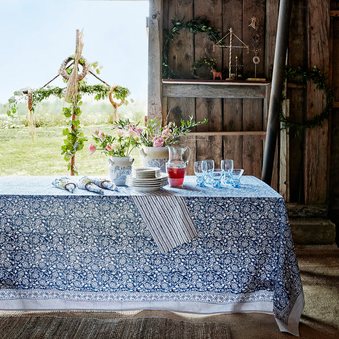 Navy Blue Margerita Tablecloth in 2 Sizes
