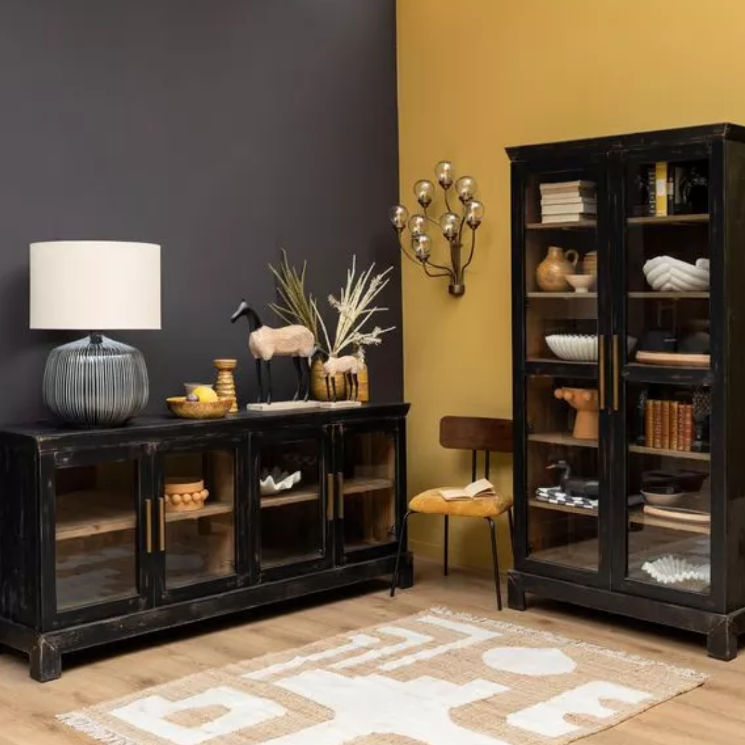 Grey Ribbed Table Lamp in 2 Sizes