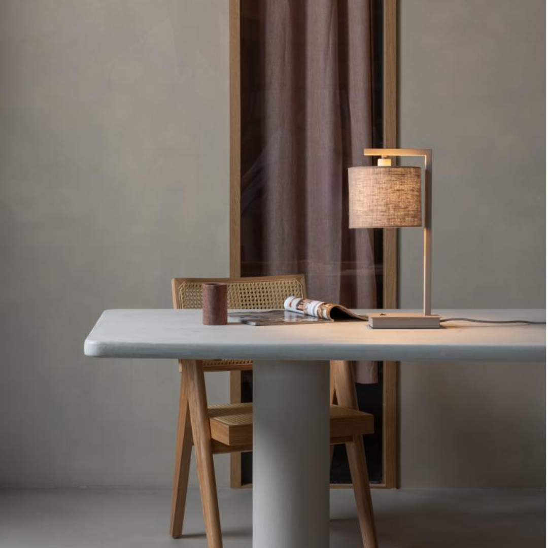 Sand Table Lamp with Linen Shade in 2 Colours