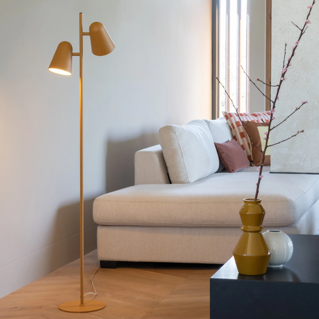 Mustard 2 Shade Floor Lamp