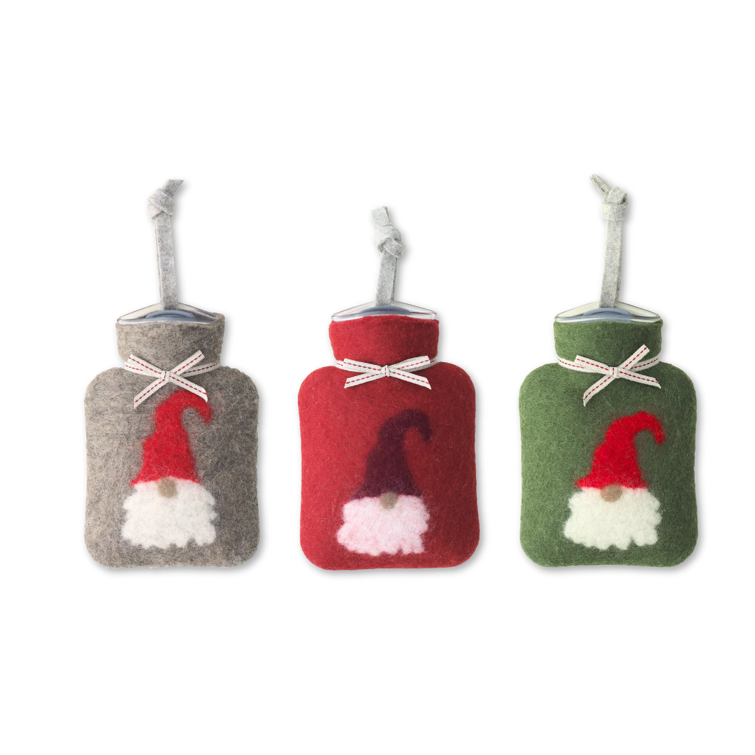 Festive Gnome Mini Hot Water Bottle in 3 Colours