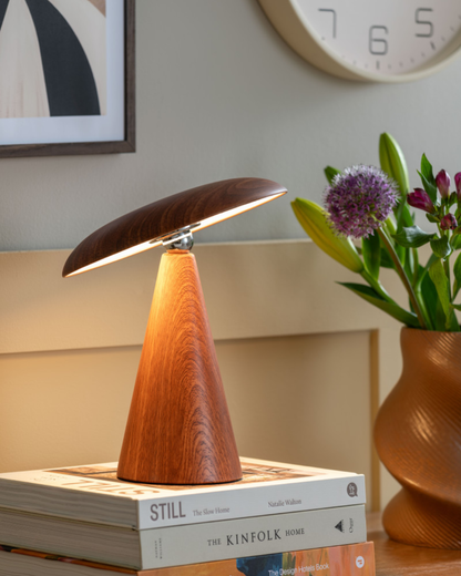 Dark Wood Halo LED Table &amp; Wall Lamp Large