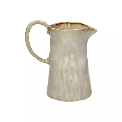 Greige Glazed Ceramic Pitcher