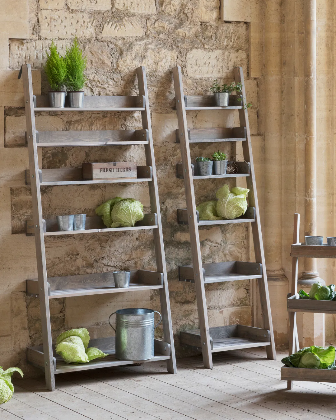 Indoor Outdoor Ladder Shelf 6 Tier in 2 Sizes