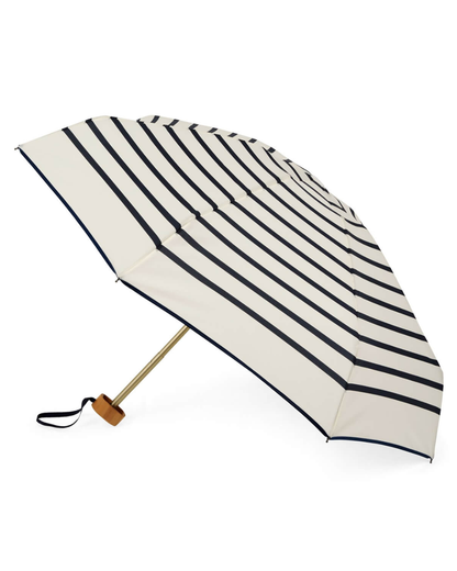 White with Navy Stripes Compact Umbrella