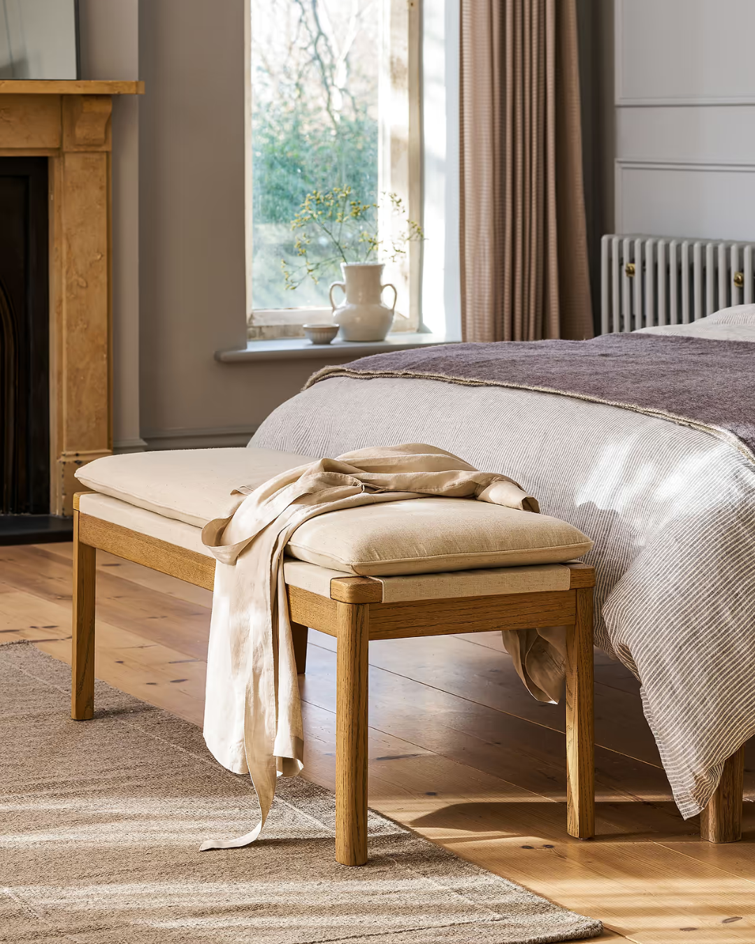 Ash Bench with Cushion