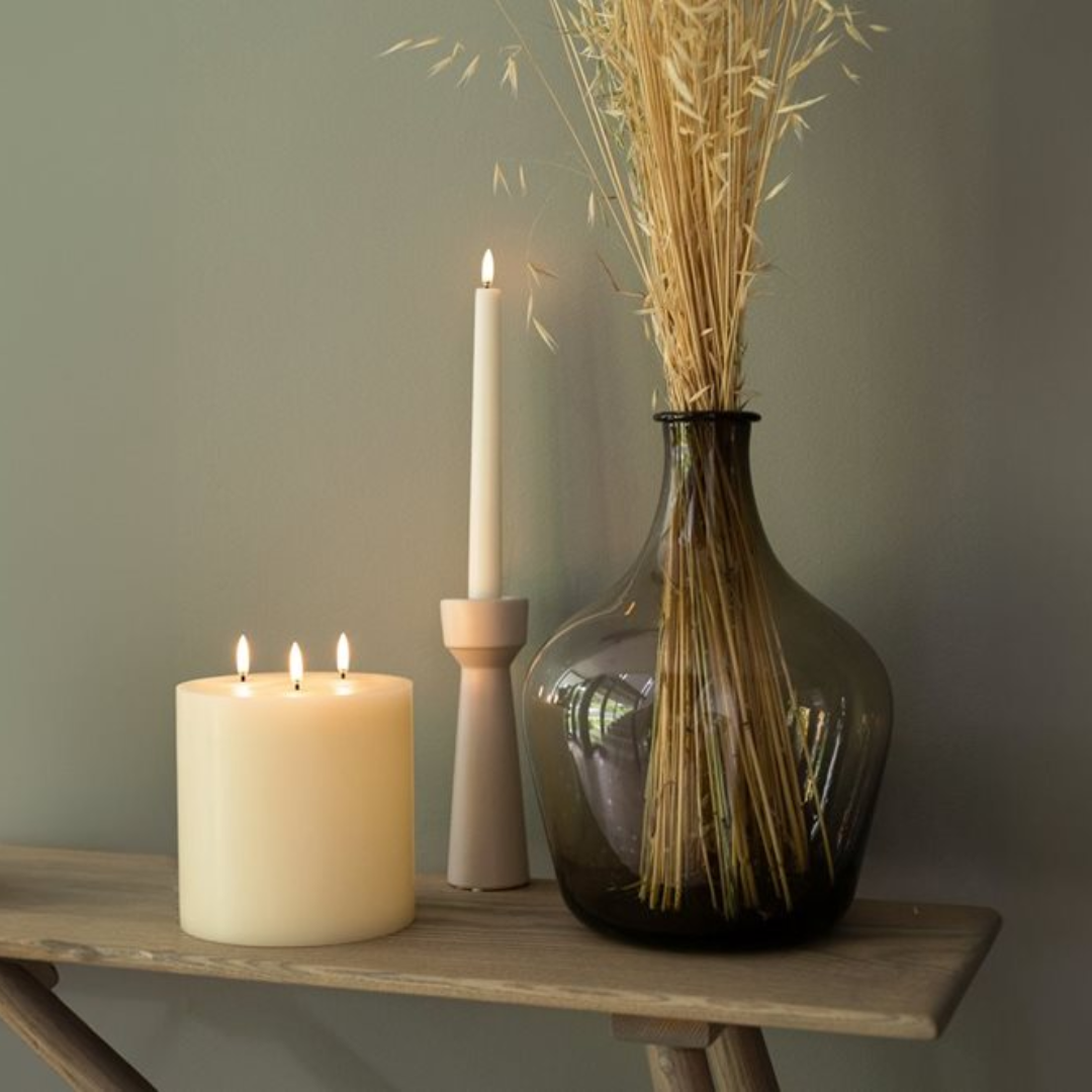 LED Pillar Candle Triple Flame Ivory