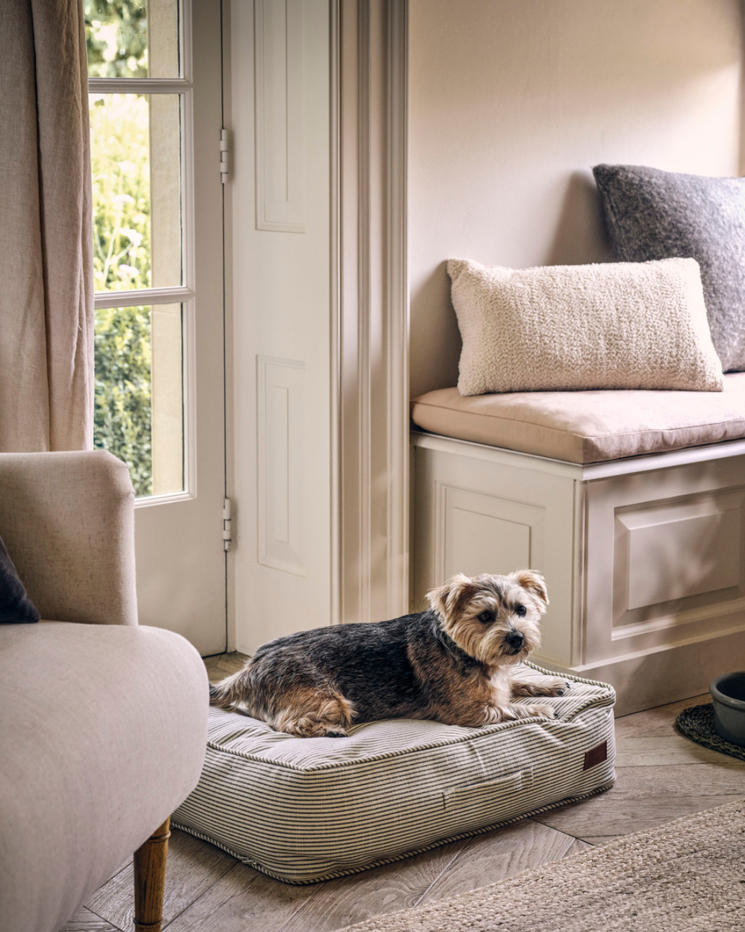 Striped Rectangular Pet Cushion with Handle