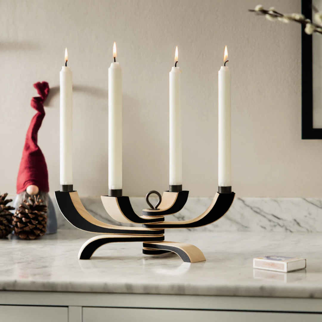 Folding 4 Arm Candleholder in Black