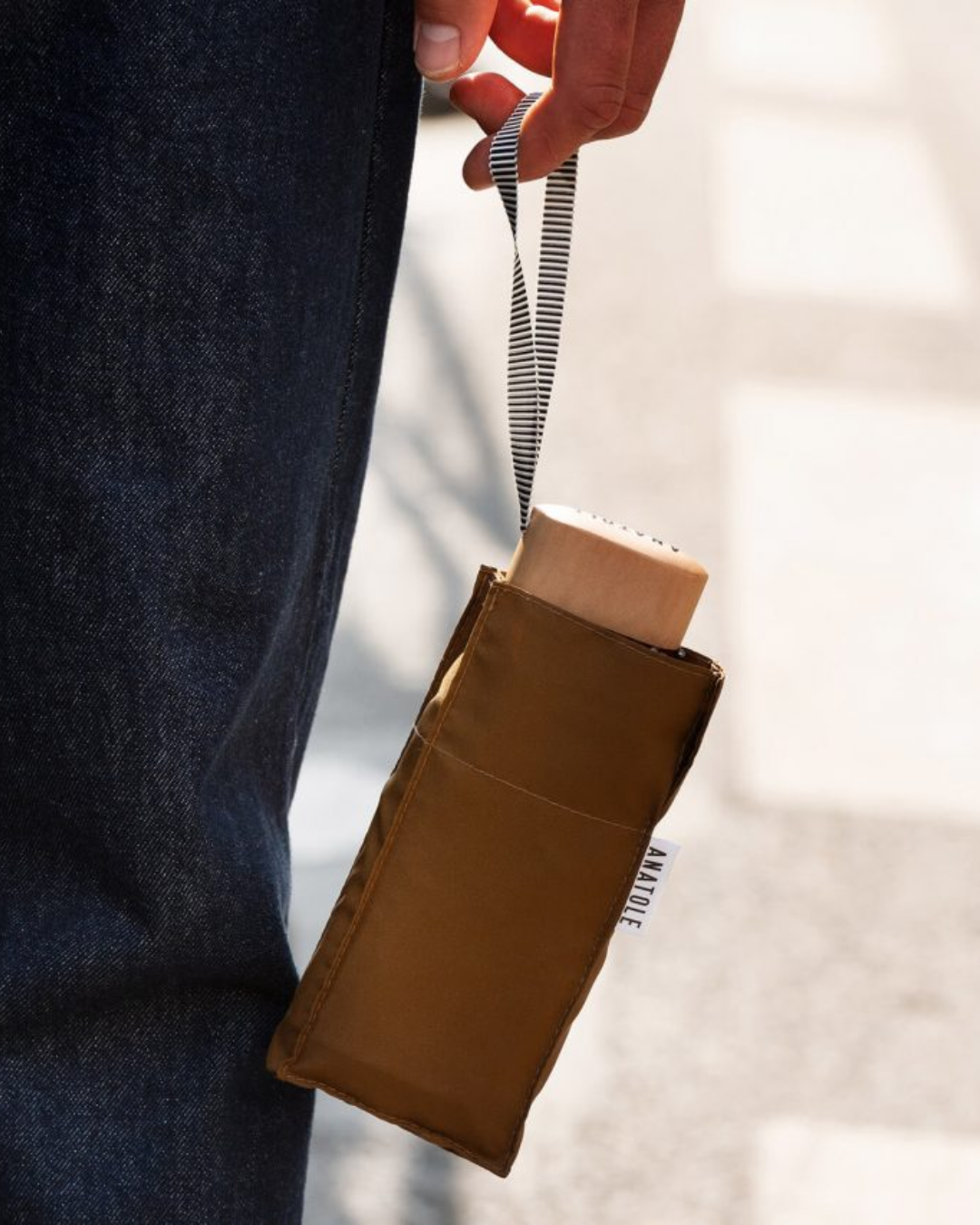 Solid Caramel Compact Umbrella