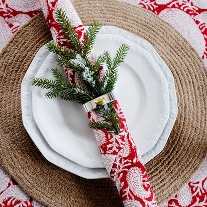Red Big Paisley Tablecloth in 2 Sizes