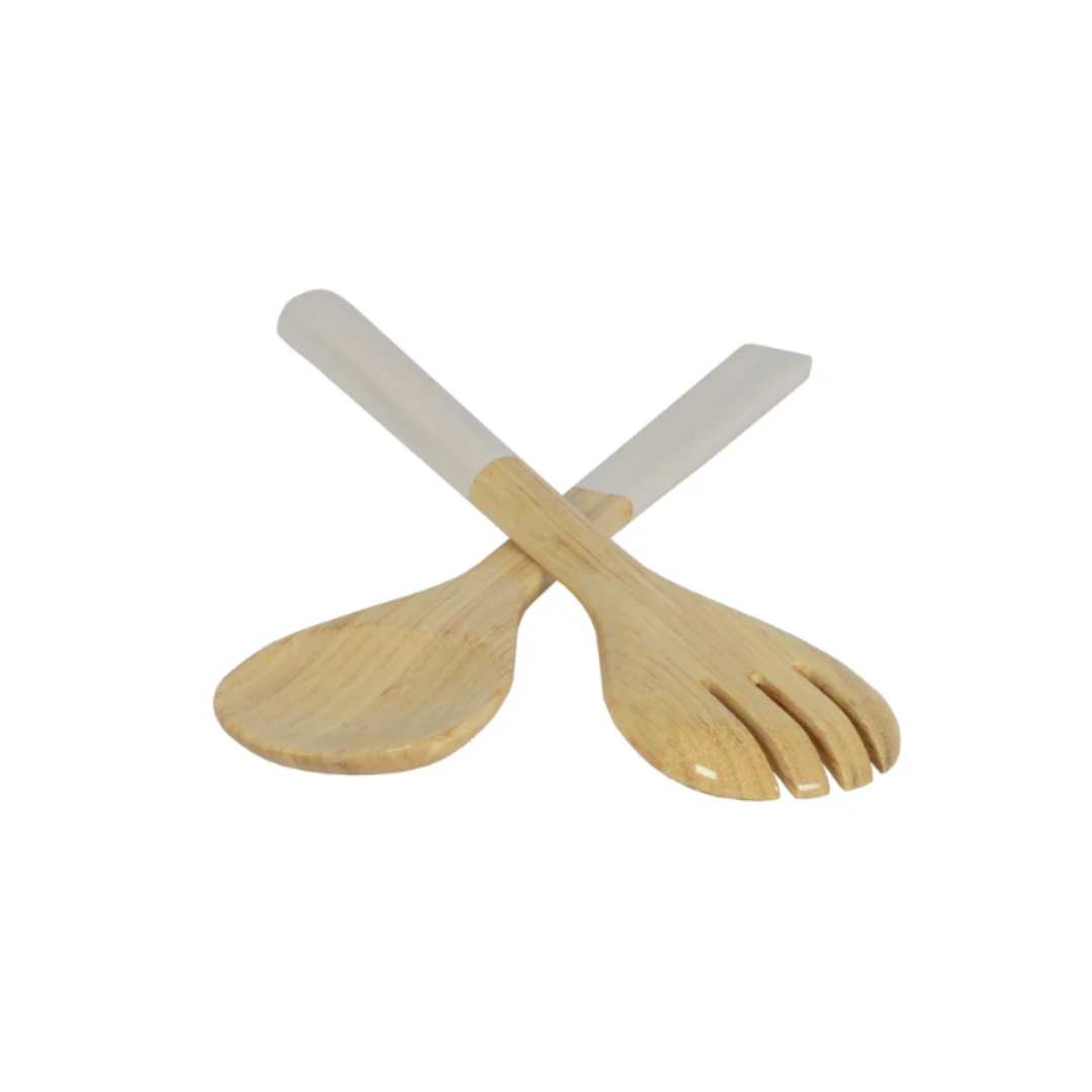 White Bamboo Salad Server in 2 Sizes