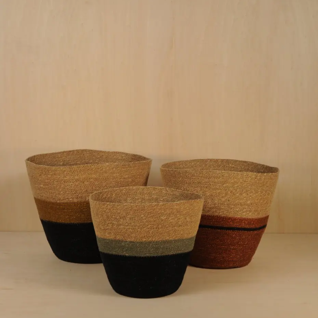 Striped Seagrass Basket Trio 4404
