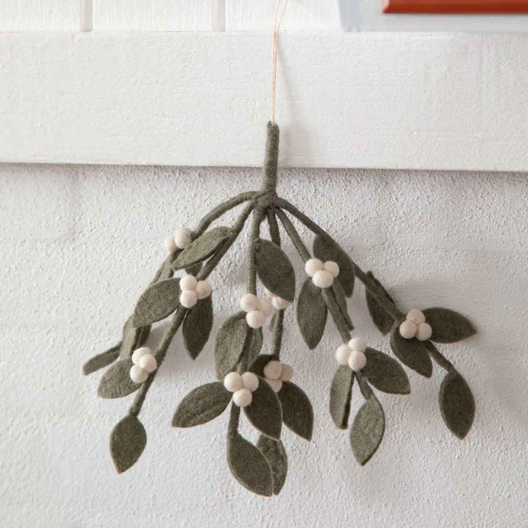 Felt Mistletoe Branch Dark Green