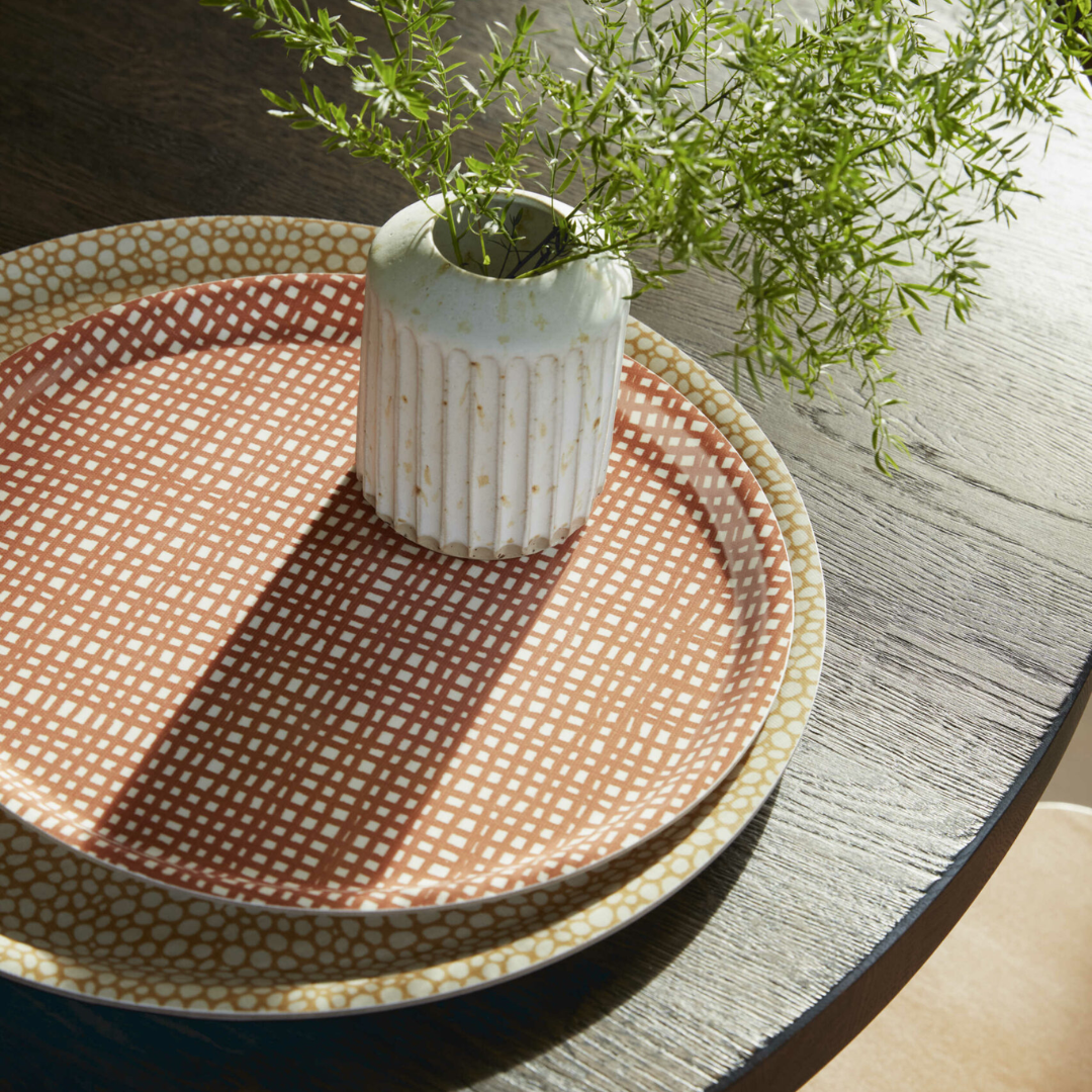 Gingham Round Tray in 3 Colours
