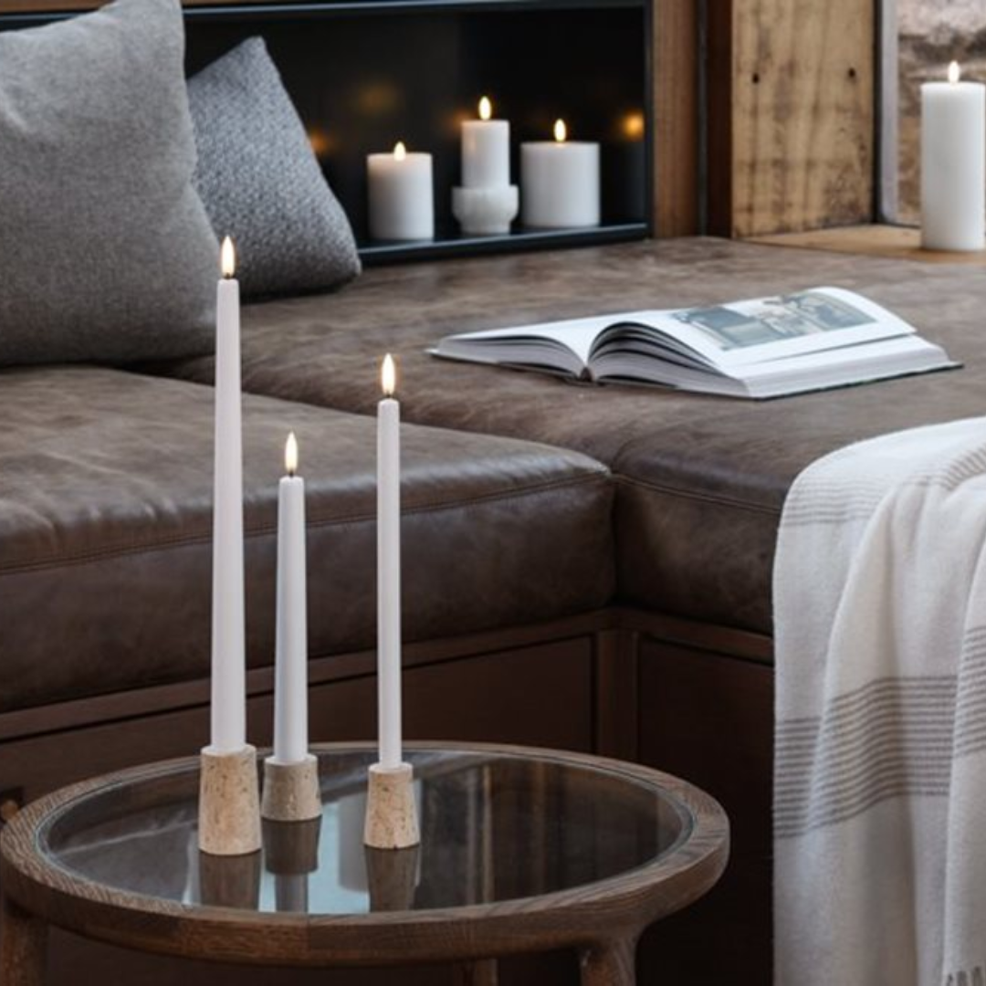 Ivory Large Smooth Slim Taper Candles 35cm