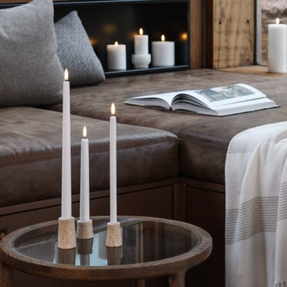 Ivory Large Smooth Slim Taper Candles 35cm