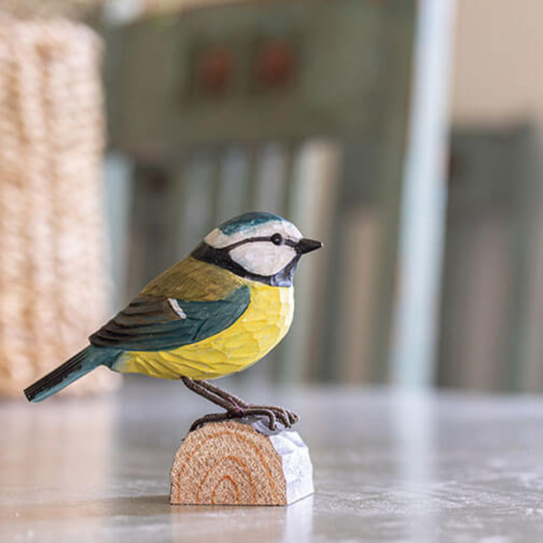 Hand-Carved Wooden Bird in 5 Bird Types
