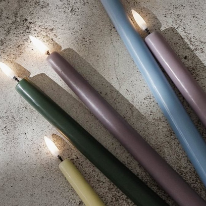 Small Smooth Slim Taper Candles 25cm in 8 Colours