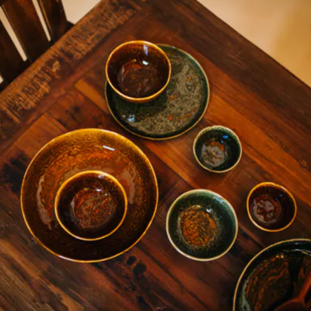 Brown Ceramic Dinner Set