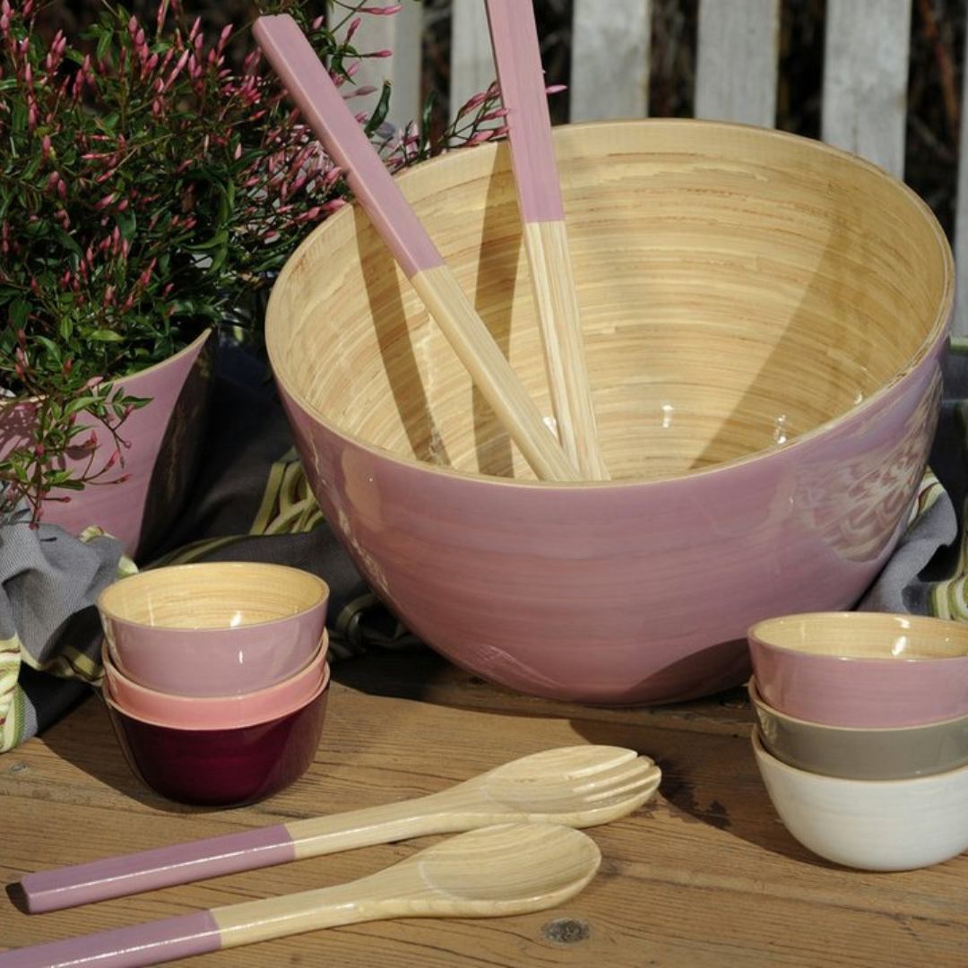Mauve Bamboo Bowl in 4 Sizes