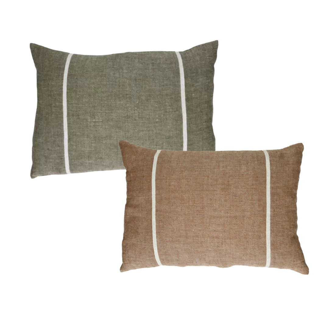 Two Striped Linen Cushion 40 x 60cm in 2 Colours