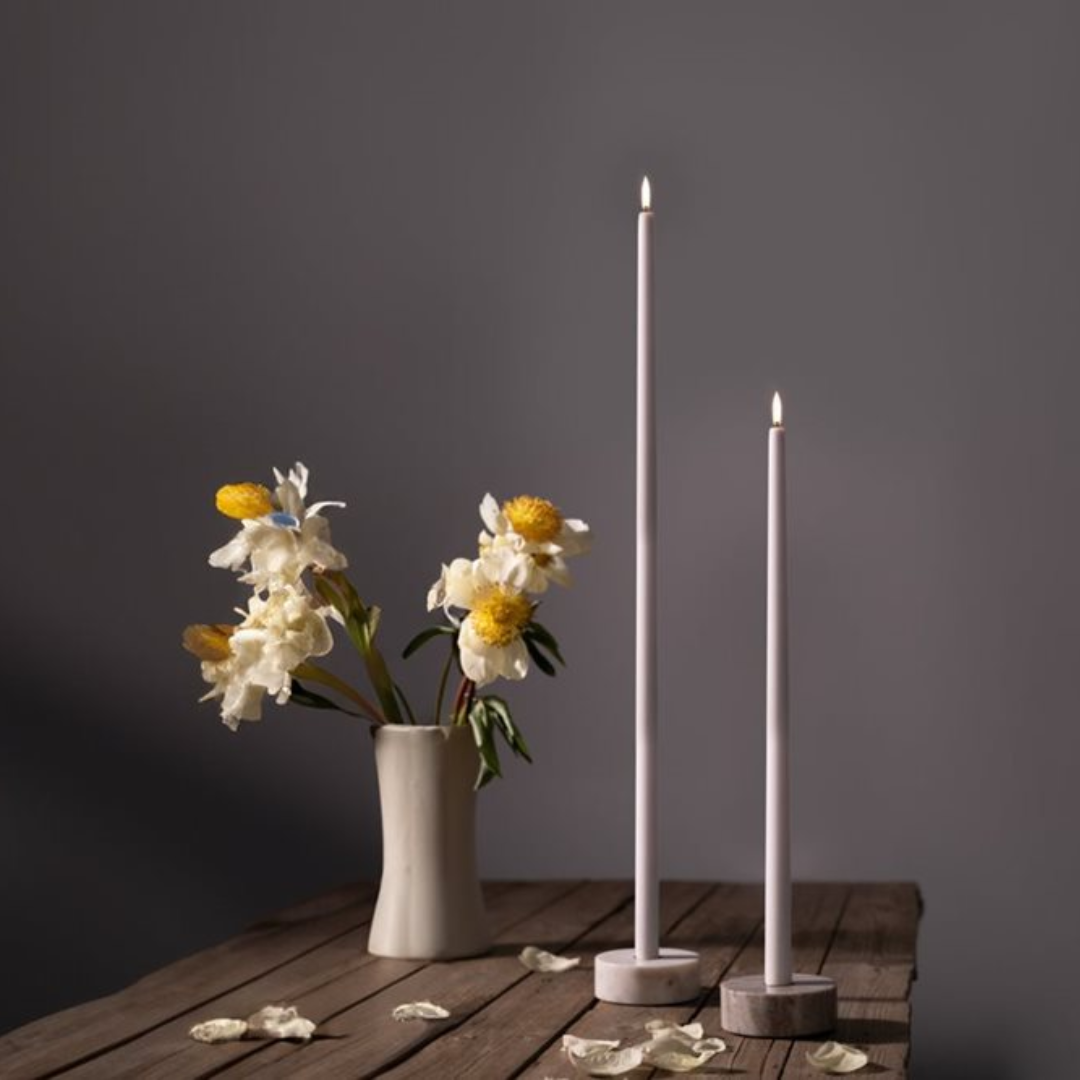 Beige Marble Candleholder for Taper Candles