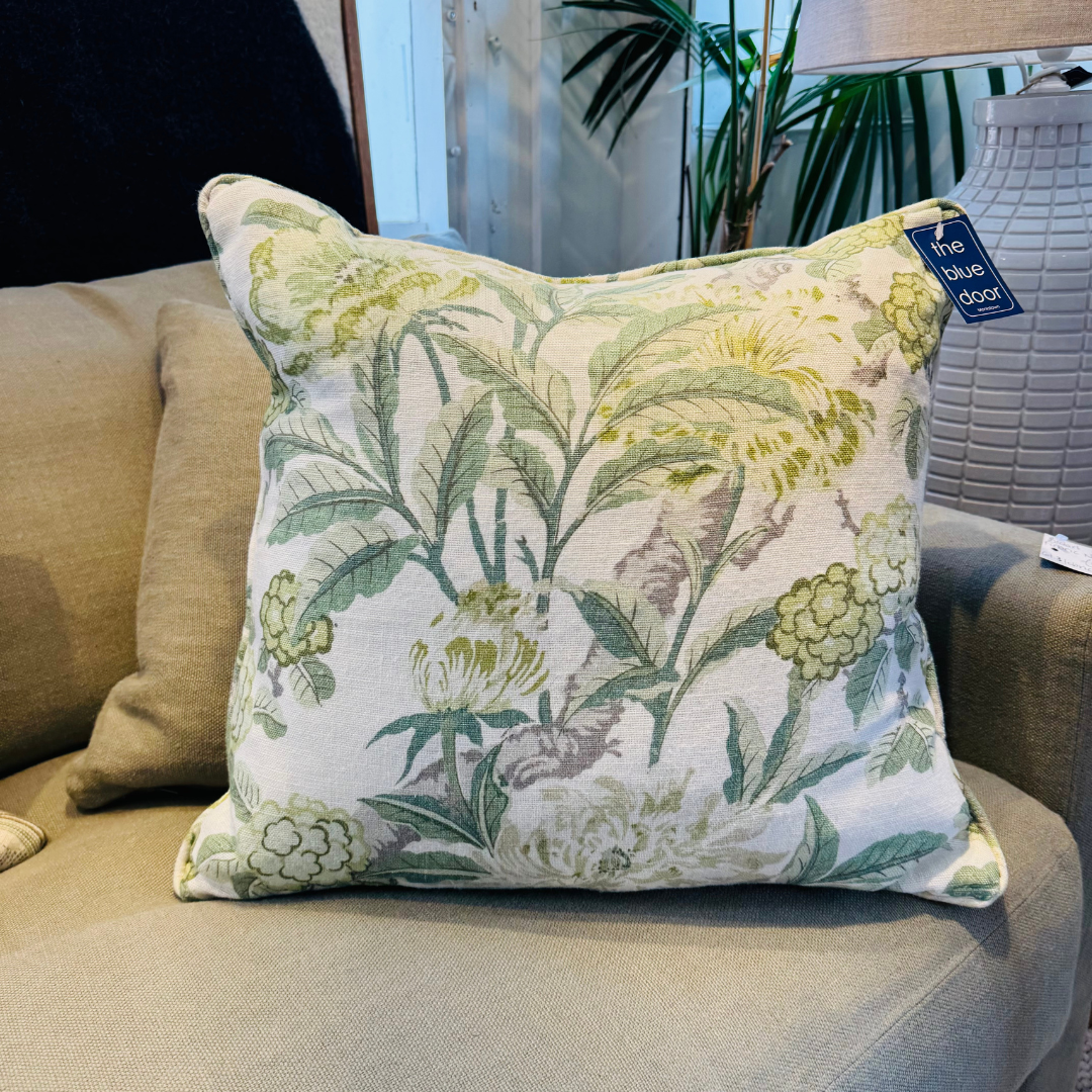 Green Summer Peony Cushion 50 x 50cm