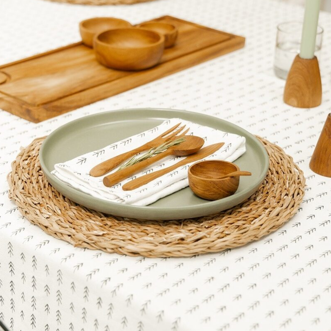 Reclaimed Teak Salt &amp; Pepper Cup with Spoon Set of 1