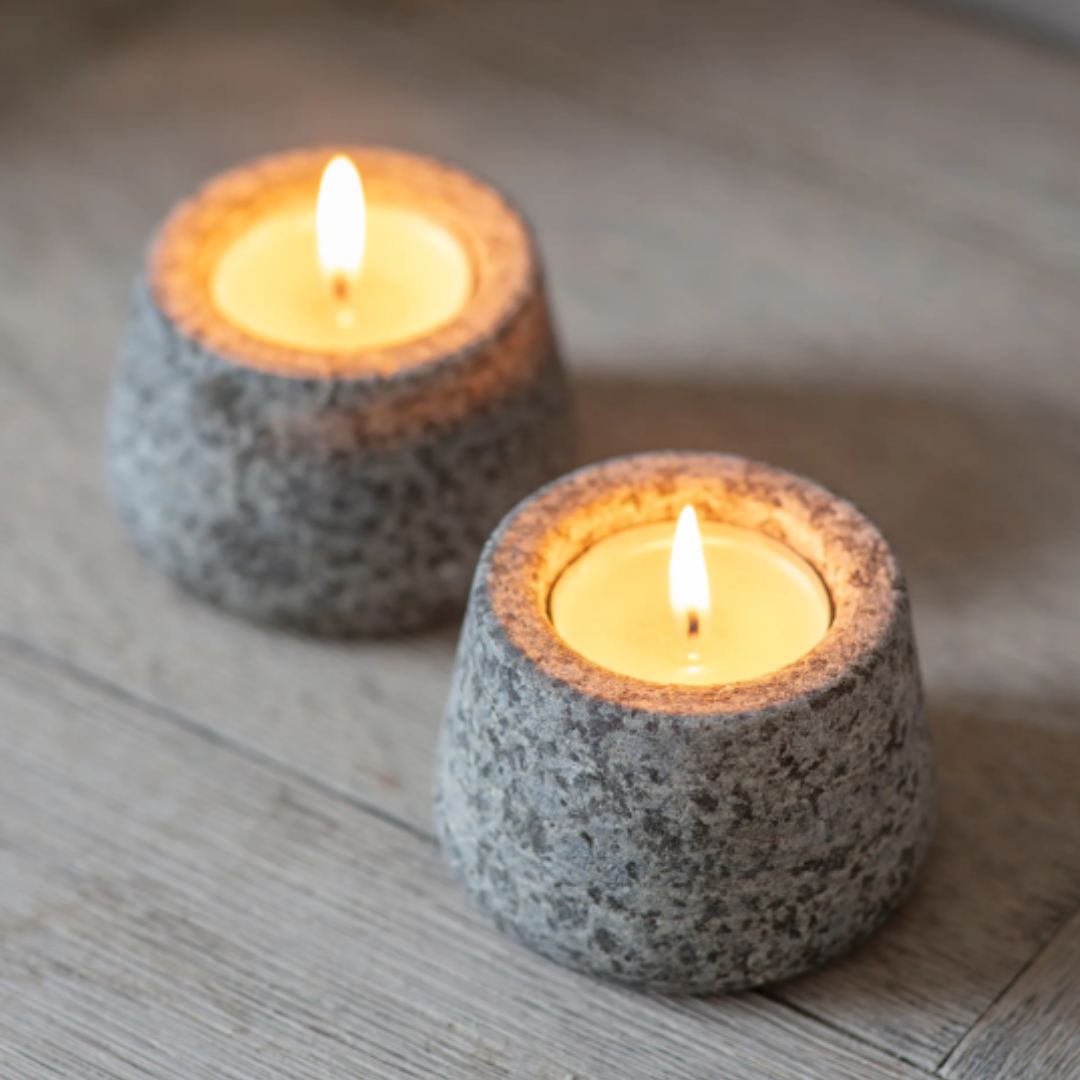Granite Tealight Holder Set Of 2
