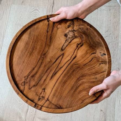 Reclaimed Teak Round Serving Tray