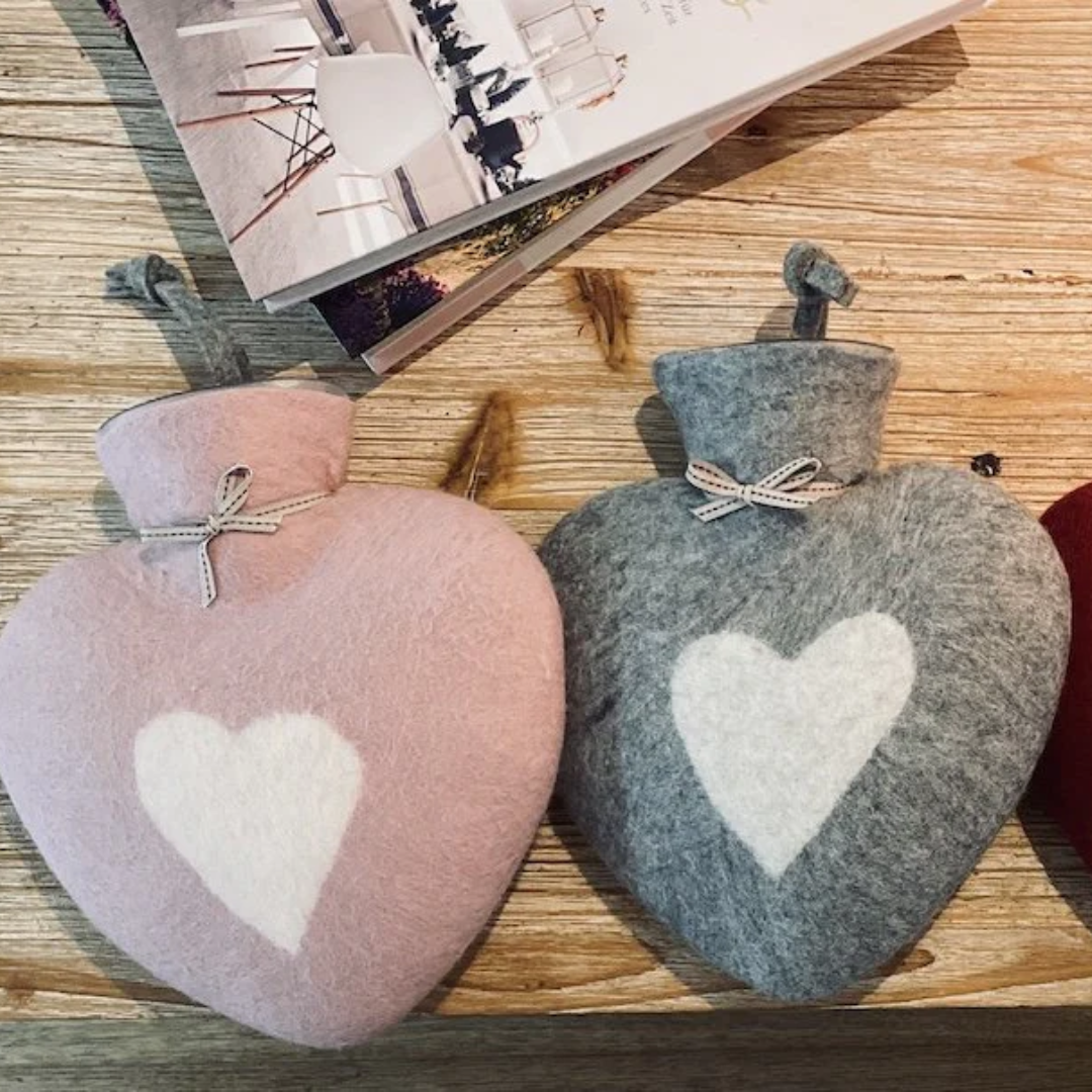 Soft Neutral Heart Hot Water Bottle in 5 Colours