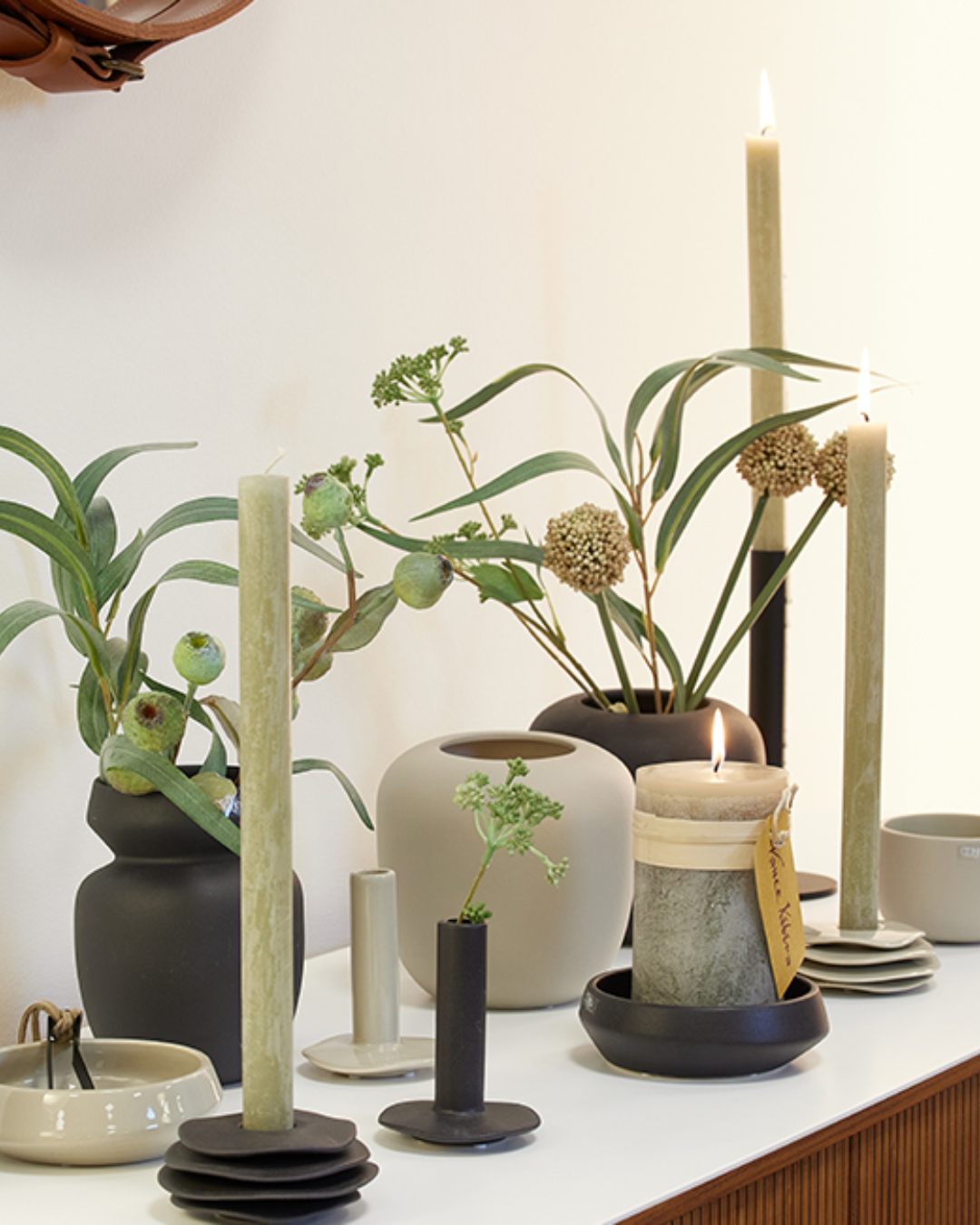 Layered Ceramic Candle Holder in 3 Colours