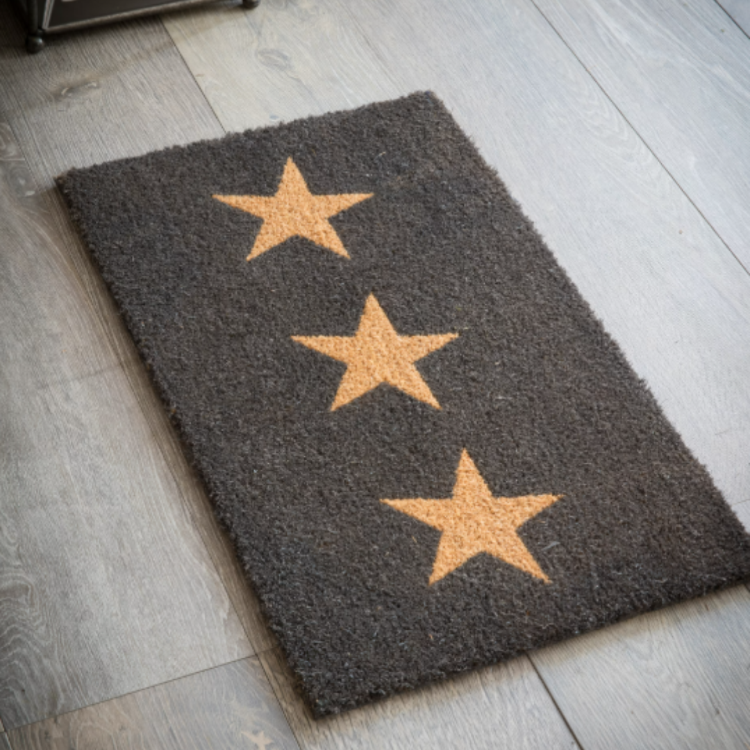 Charcoal Coir Doormat with 3 Stars - 2 sizes