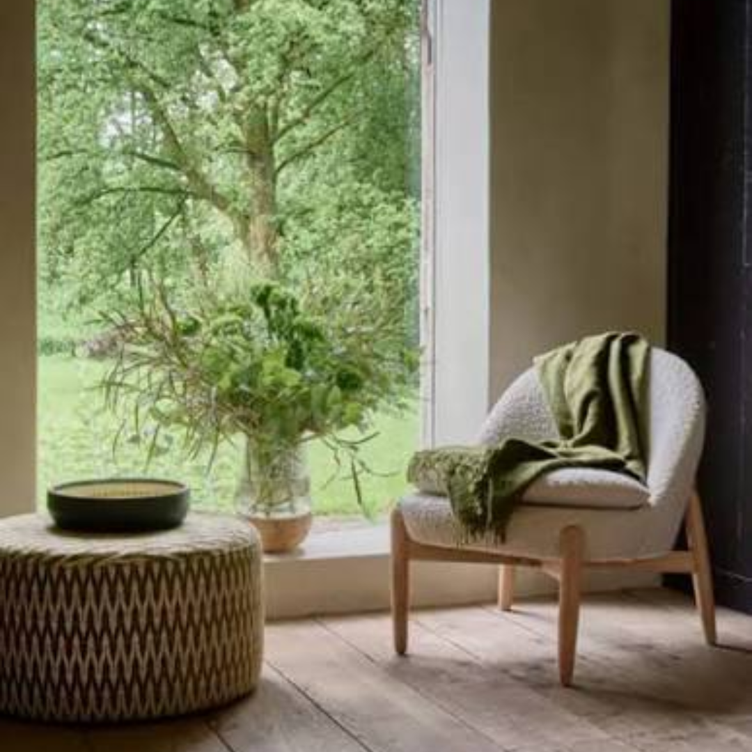 Off White Boucle Cocoon Chair
